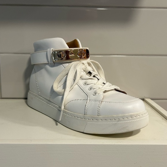 Vintage Coach Sneakers High top Buckle White Women's 6.5 - Picture 1 of 15